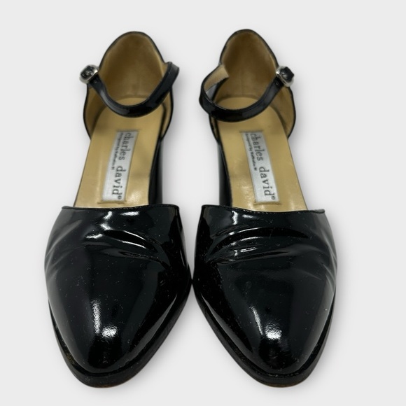 Charles David Patent Leather Mary Jane Block Heels Black Size 7 - Picture 7 of 8